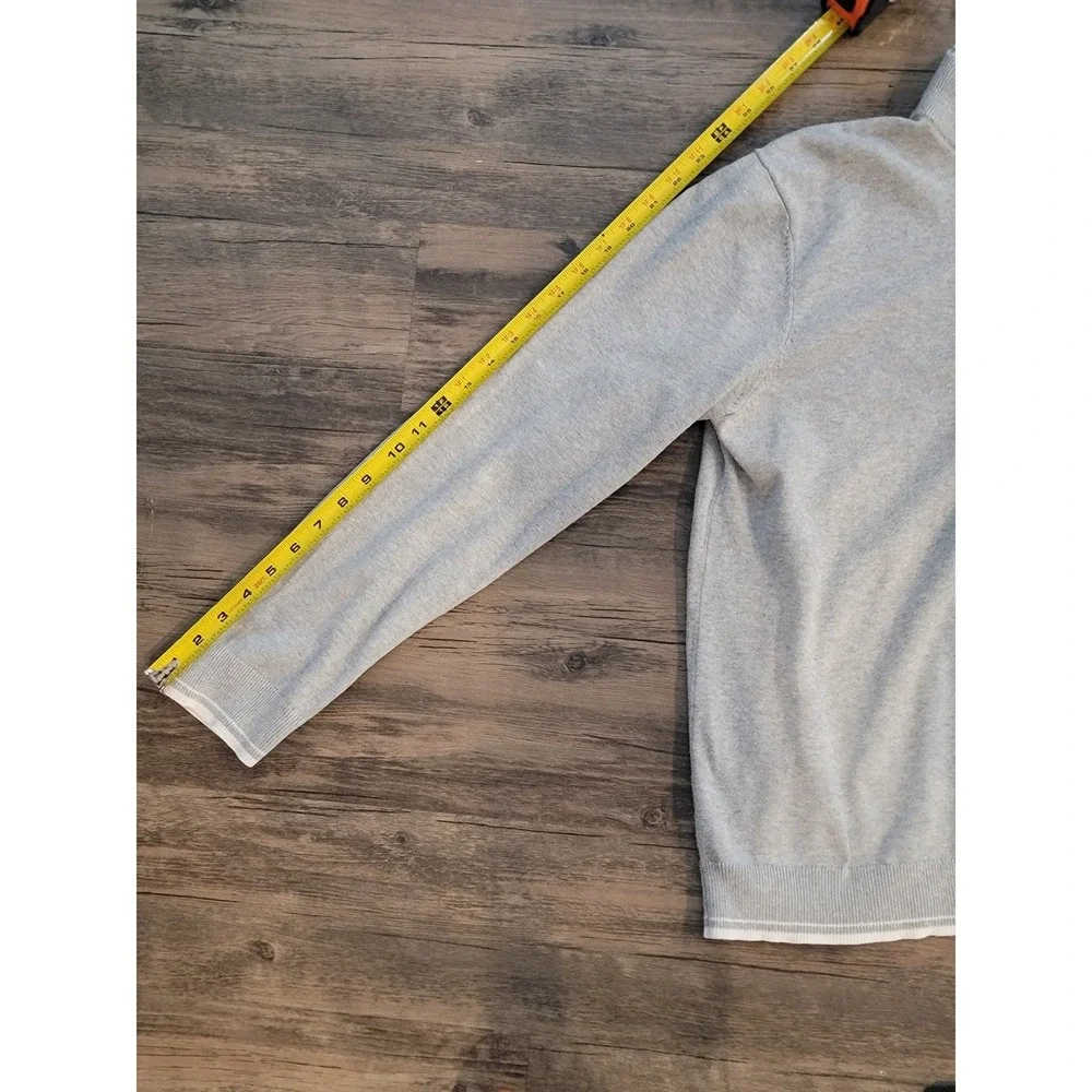 Michael Kors Mens Quarter Zip Sweater Gray Mock Neck Pullover Large MK Logo